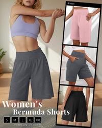 Womens Bermuda Shorts 3-Pack Mid-Length Casual Summer Shorts 3-Color XL