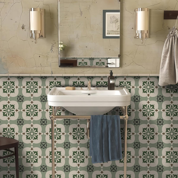 Vinyl Flooring Self Adhesive Floor Tiles Sticker Peel and Stick Vinyl Flooring Planks for Kitchen Living Room and Bathroom Floor, Sage Green