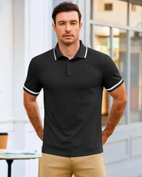 Men's Polo Shirt Short Sleeve Breathable Cotton Classic XL Beige