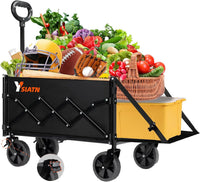 Trolley on Wheels 100L All-Terrain Folding Wagon with Adjustable Handle â Black