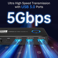 TCNEWCL 8K 60Hz KVM Switch 2 PC 1 Monitor 4K 120Hz, HDMI 2.1 USB 3.0 KVM Switcher for 2 Computers Share 1 Monitor Mouse Keyboard, with Wired Remote and 2 HDMI and 2 USB cables