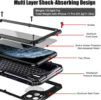 Beeasy iPhone 11 Pro Case Black, Shockproof Tough Heavy Duty, with Built-in Screen Protector 360 Degree Full Body Military Protective, Drop Proof Metal Cover for Outdoor Sport