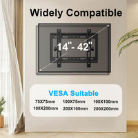 JXMTSPW Tilt TV Wall Bracket for 14-42 inch LCD LED OLED Flat Curved TVs up to 25kg,Low Profile Tilt TV Bracket Max VESA: 200x200mm 16 19 22 24 32 36 40" Ultra Slim Television Mount