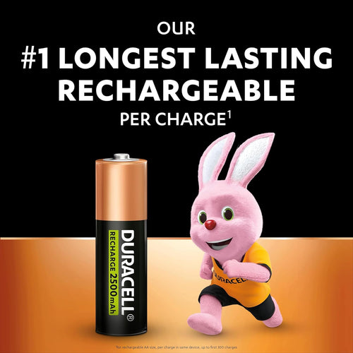 Duracell Rechargeable AA Batteries (Pack of 8), 2500 mAh NiMH, pre-charged, Our No.1 Longest Lasting Rechargeable Battery