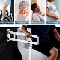 Upgraded Handicap Grab Bars for Bathroom, Flip Up Toilet - Rails for Elderly for Wall, Non-Slip Toilet Handles, Glows at Night, Suitable for Pregnant Women and Disabled, 25.6 Inch
