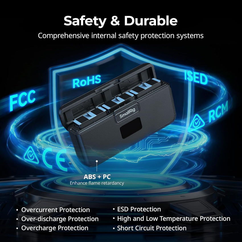 Battery Charger for GoPro Hero 12/11/10/9 PD 27W 1.5h Rapid Charging TFT Screen 3-Channel 4 SD Card Slots Model 5418