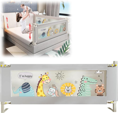 EAQ Toddlers Bed Rails Bed Guard for Single Bed Multi Gear Adjustable Height Seamless Press Guard rail Kids Great Fit Full-Size Queen & King Mattress (ZOO, 200cm)
