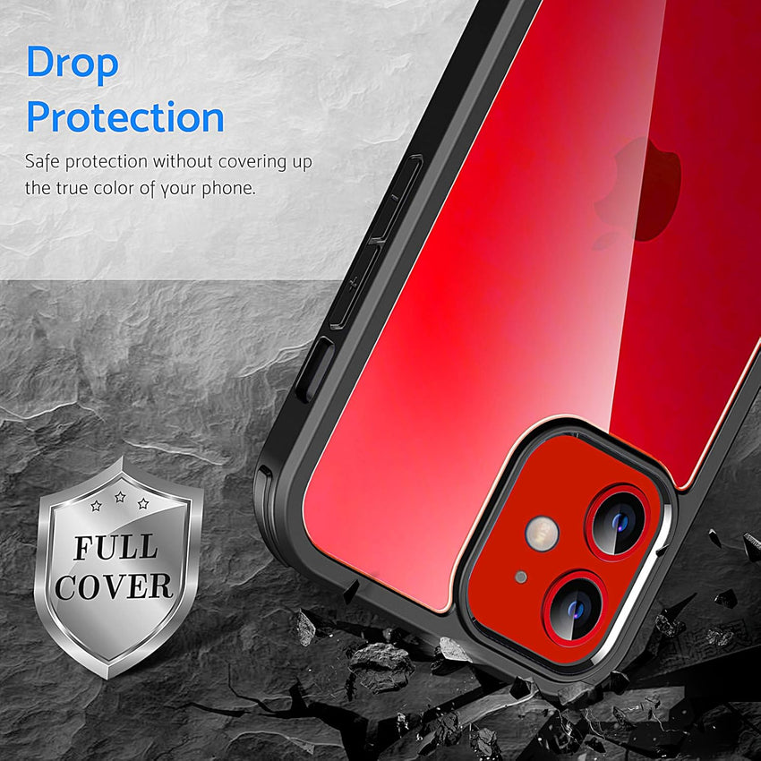 DOSNTO Double Sided Clear Case for iPhone 11 (6.1''), Front and Back Full Body 360 Shockproof Drop Protection Phone Case Built-in Tempered Glass Screen Protector Rugged Phone Cover, Dark Green