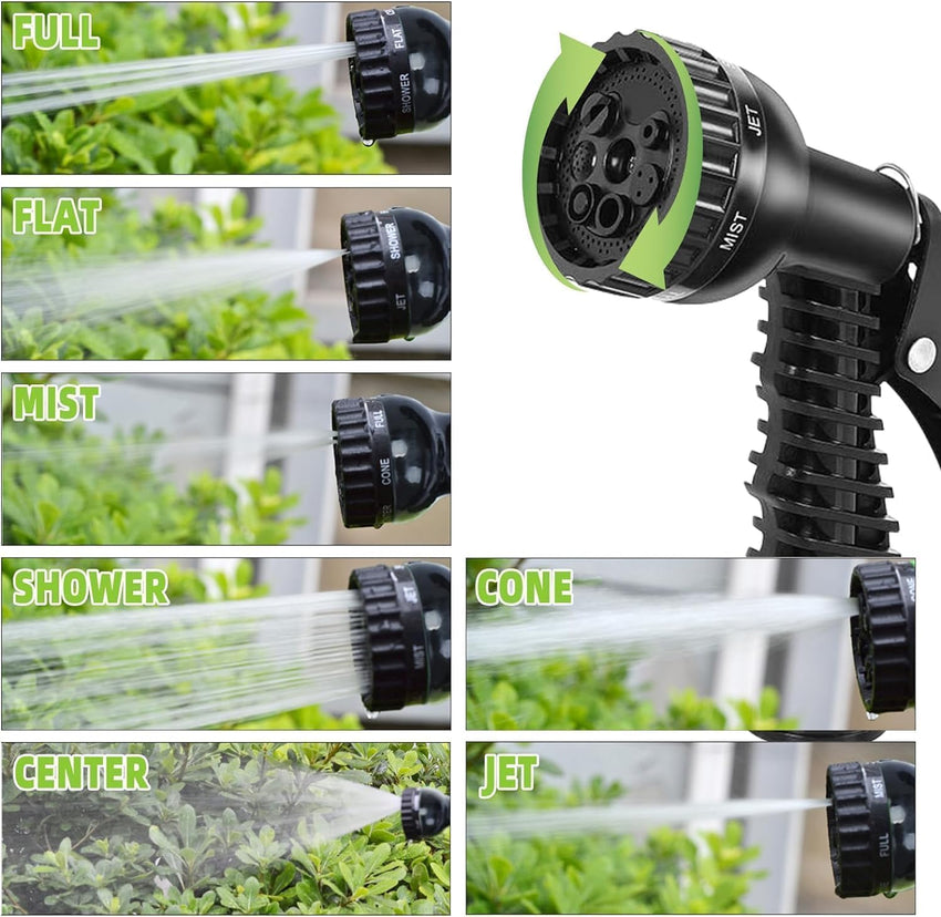 Expandable Garden Hose 7-Function Spray Gun Flexible Retractable â Black 15m/50ft