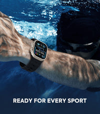 MoKo Ocean Band Compatible with Apple Watch Ultra 3/2/1 49mm,S11/S10 46mm,9/8/7 45mm,SE3/SE2/SE/6/5/4 44mm,3/2/1 42mm,Silicone Replacement Strap Wrist Band for Men Women, Black