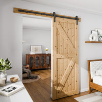 Sliding Barn Door Kit 6FT/183CM Black Heavy Duty Barn Door Sliding Hardware Track Kit for Single Wood Door 91.5CM Wide