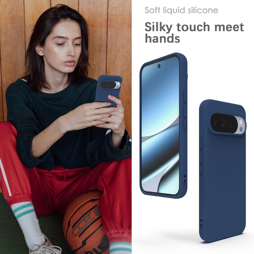 YATWIN Silicone Case for Google Pixel 10 Pro XL, Soft-Touch, Shockproof, DustProof, Antiskid Phone Cover for Google Pixel 10 Pro XL - Dark Blue