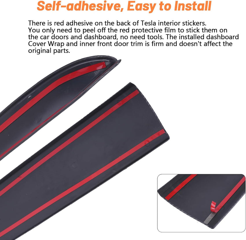 awagas 4 Pcs [Right Drive] ABS Tesla Model 3 Y Dashboard Cover Wrap and Inner Front Door Trim Panel Armrest Cover, Car Interior Dashboard Cover Accessories Fit Tesla Model 3/y 2019-2023