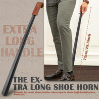 ZOMAKE Extra Long Metal Shoe Horn - 28.5 Inches Large Shoehorn Long Handled with Leather Handle,Lazy Shoes Helper for Men Women the Elderly,no Need to Bend Down to Put on Shoes