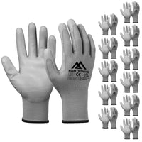 Work Gloves PU-Coated Non-Slip 12-Pair Protective for Gardening & General Duty â Grey XL