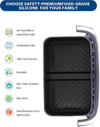 Air Fryer Liners Silicone for Ninja AF500UK, Premium 10cm High Reusable Silicone Liner for Ninja Foodi Flexdrawer AF500UK 10.4L,COSORI Dual TwinFry 10L Air Fryer Liner (3PCS, Black)