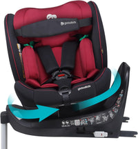 globalkids i-Size 360 Swivel Car Seat, Group 0+123 Car Seat with ISOFIX and Support Leg, ECE R129, 0-36 kg, 0-12years, 40cm-150cm, (Black Grey)