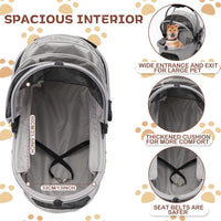 Pet Stroller 3-in-1 Foldable Dog Cat Stroller with Carrier, Storage Basket & Food Tray â Grey