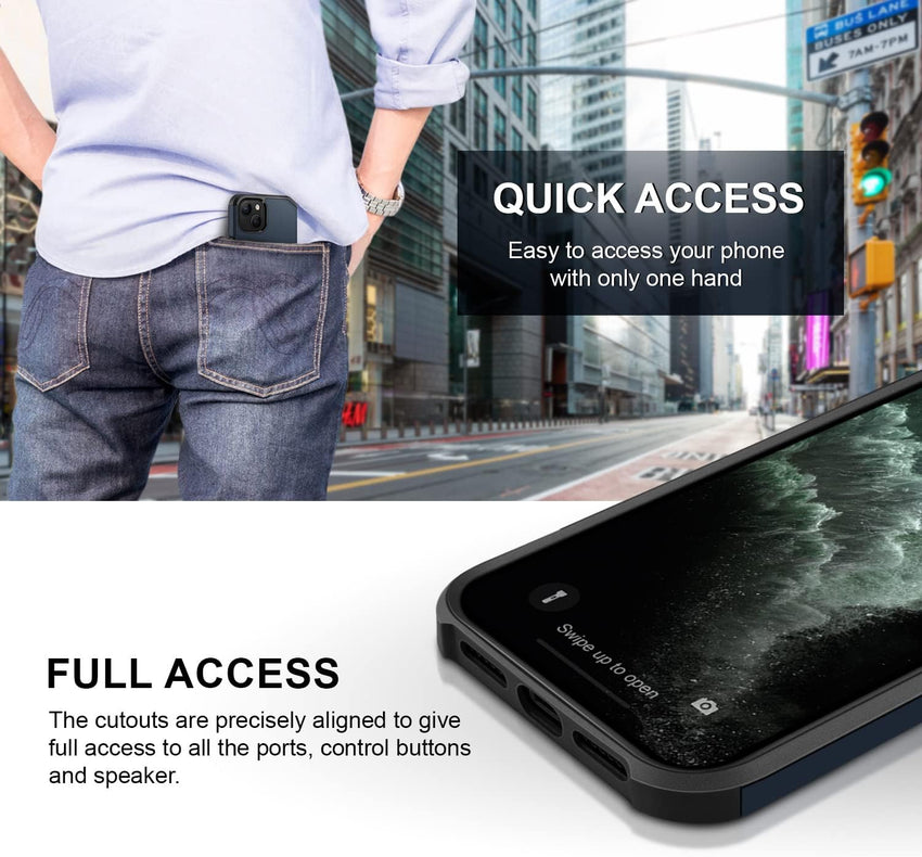 BEZ Case for iPhone 13, Case for iPhone 13 Shockproof Survivor Double Protection Resistant, Dark Blue