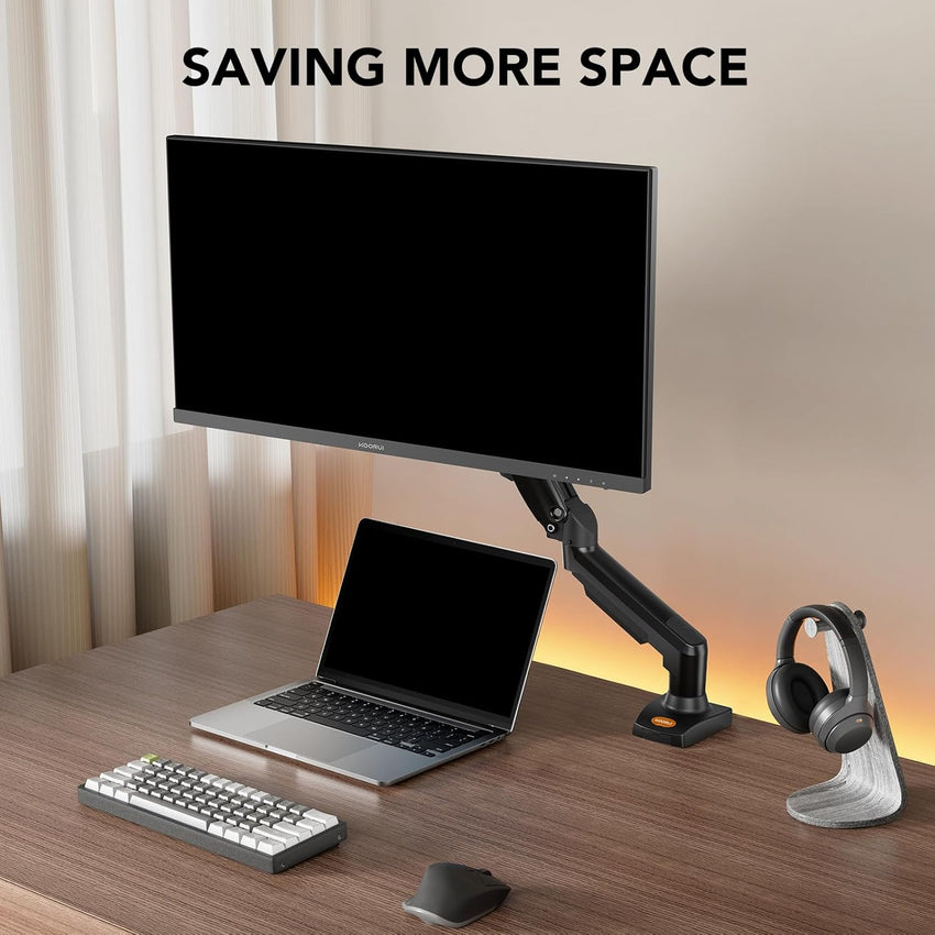 KOORUI Single Monitor Arm Desk Mount for 17-32 inch Screen, Vertical, Swivel, Adjustable Gas Spring Monitor Stand with C-clamp/Grommet Mounting Base, VESA 75/100mm,Increased Load Capacity from 2-9kg.