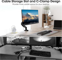 KOORUI Single Monitor Arm Desk Mount for 17-32 inch Screen, Vertical, Swivel, Adjustable Gas Spring Monitor Stand with C-clamp/Grommet Mounting Base, VESA 75/100mm,Increased Load Capacity from 2-9kg.