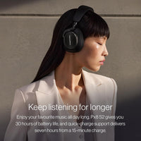 Bowers & Wilkins Px8 S2 Noise Cancelling Wireless Headphones with Bluetooth Audio, & Quick Charge, 30 Hours of High-Resolution Playback and Built-In Microphone - Onyx Black