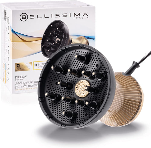 Bellissima Diffon Supreme, Hot Air Diffuser for Curly Hair, XL Diffuser with 12 Fingers, Ceramic Technology & ArganOil, 2 Speeds, 3 Temperatures, Ioniser, Gentle Drying