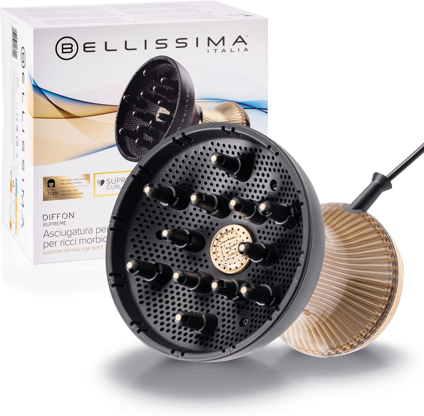 Bellissima Diffon Supreme, Hot Air Diffuser for Curly Hair, XL Diffuser with 12 Fingers, Ceramic Technology & ArganOil, 2 Speeds, 3 Temperatures, Ioniser, Gentle Drying