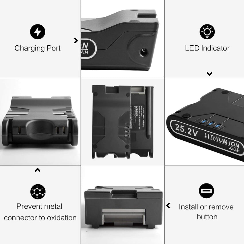 LabTEC XBAT200 25.2V 3000mAh Lithium Battery Replacement for Shark Battery 25.2V XBA-T200,Shark ION Flex ION F80 ION Flex Cordless Vacuum Cleaners Battery