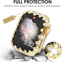 Fullife Bling Cases Compatible with Apple Watch 40mm Series 6/5/4/SE(2025-2020) Without Screen Protector for Women,Overall Protective Case Diamond Cover for iWatch 40mm,Gold