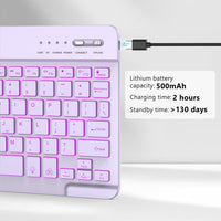 Bluetooth Keyboard Rechargeable Wireless QWERTY Portable for iPad/iPhone â Light Purple