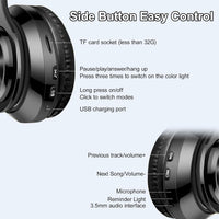 Bluetooth Headphones Over Ear,Wireless Headphones Over Ear, Foldable Wireless Lightweight Headset with Built-in HiFi Stereo Sound Noise Reduction Mic,FM, SD/TF for Online Class,Office, Phone, PC