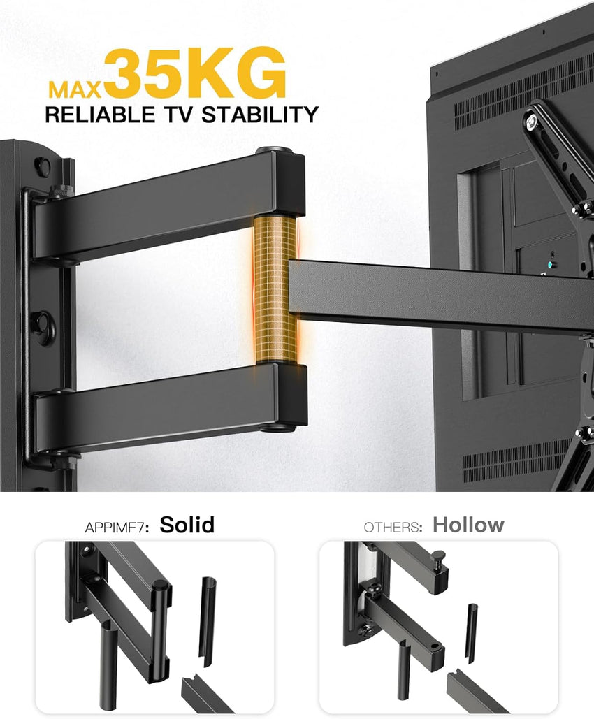 AM alphamount TV Wall Bracket for Most 26-60 inch LED LCD Flat and Curved TVs up to 35kg, Sturdy TV Wall Mount with Tilt Swivel Extension, Max VESA 400x400mm, APPIMF7