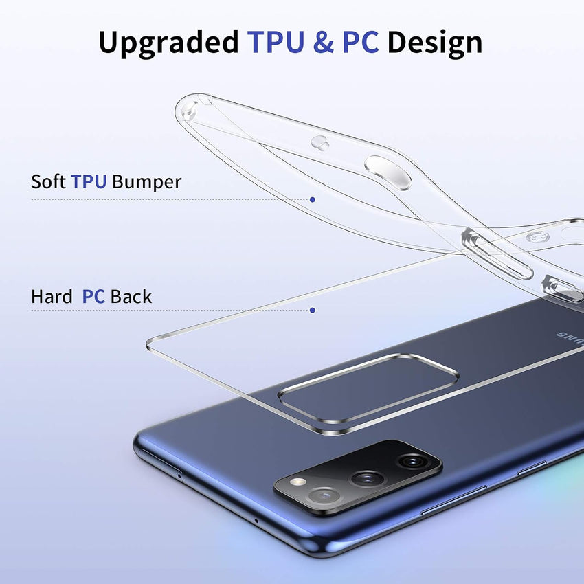 UNBREAKcable Case for Samsung Galaxy S20 FE 5G - Clear Shockproof Hard PC Back & Soft TPU Bumper Protective Cover for Galaxy S20 FE 6.5inch [Anti-Yellow & Anti-Scratch] -Transparent