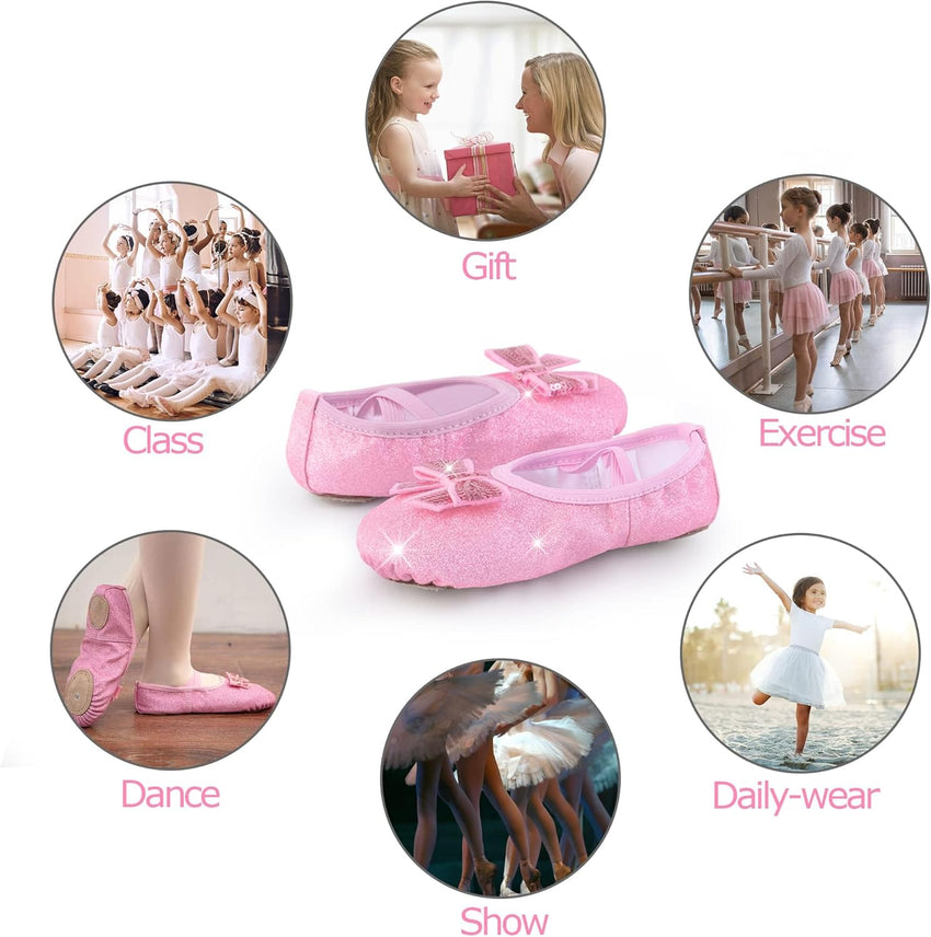 Girls' Ballet Shoes Split-Sole Glitter Flats Dance Shoes â Multicolour Toddler