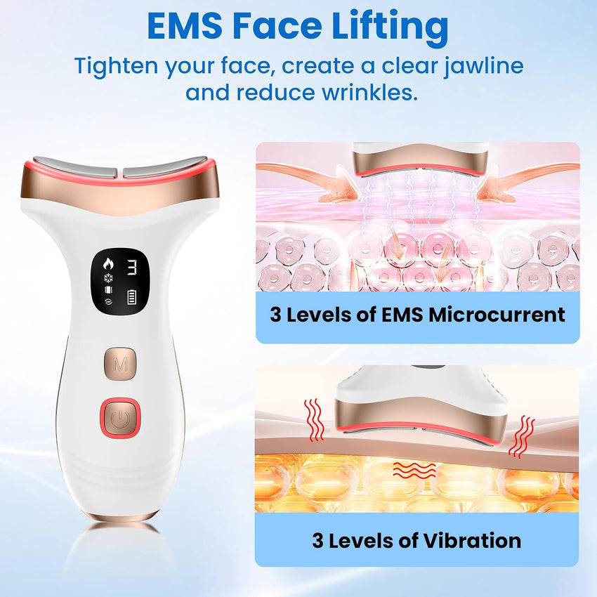 EMS Facial Massager 7-in-1 Heat & Cold 45Â°C/15Â°C 7 LED Modes Anti-Age â Pink