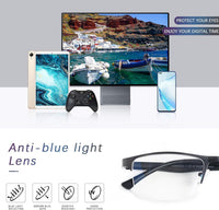 FONHCOO Reading Glasses for Women Men, Blue Light Blocking Reading Glasses Metal Half Frame Computer Readers Anti UV/Glare/Eyestrain (Purple Blue Grey 3.0)