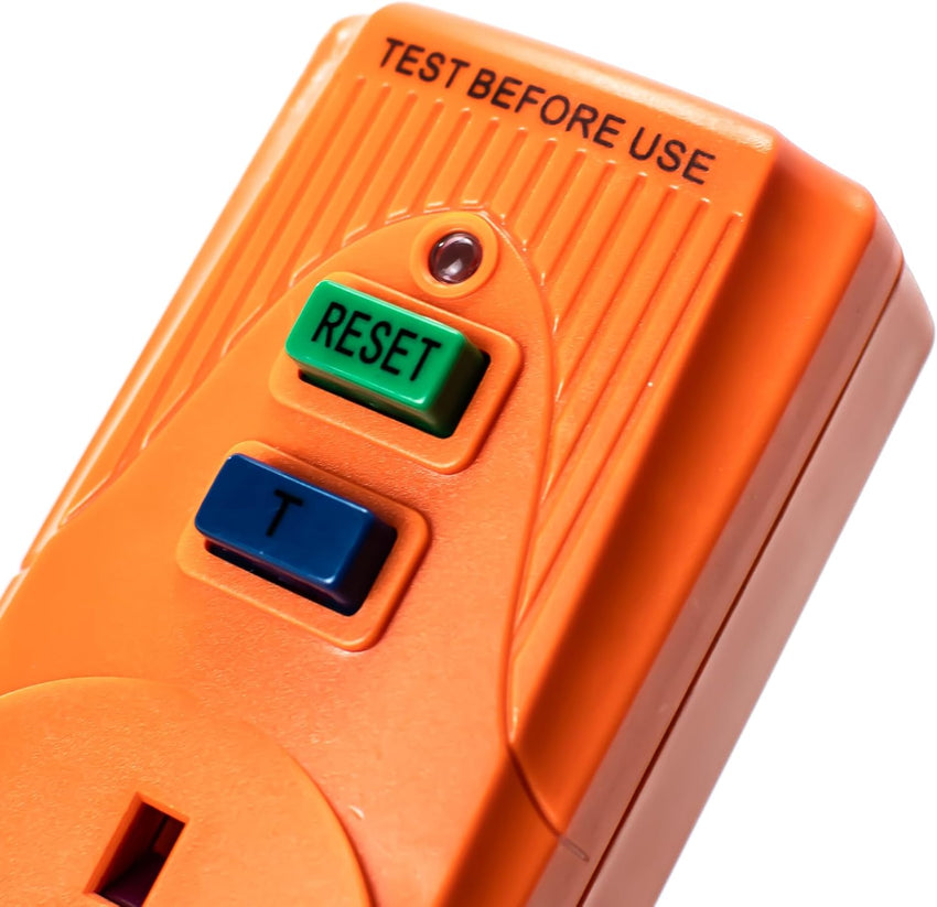 STATUS Orange Circuit Breaker | 13A UK Plug RCD Socket Adapter | SRCDORX3
