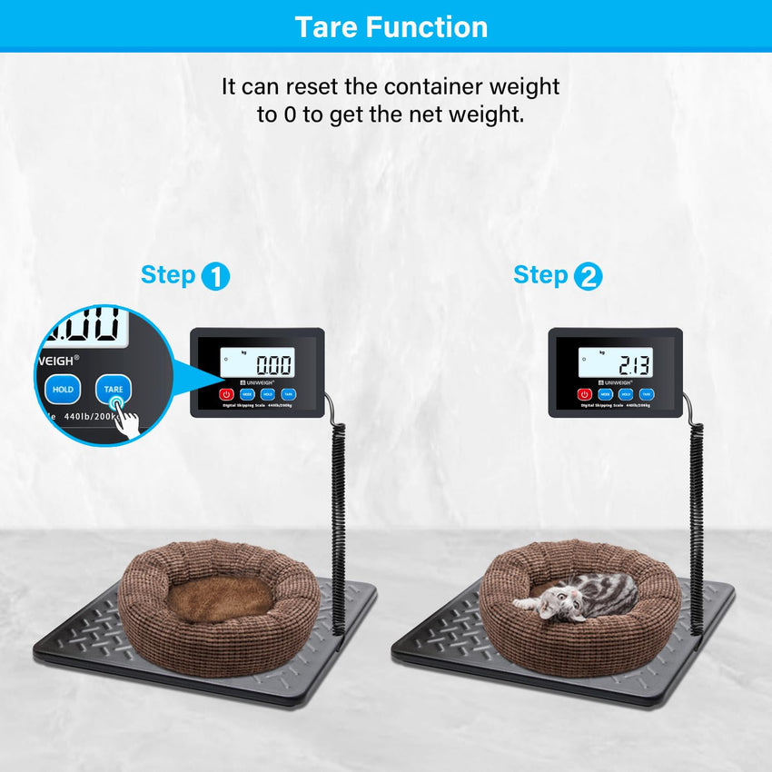 UNIWEIGH Postal Scales,440lbs x 10g Digital postage scales,Durable Alloy Steel Platform,Heavy Duty Scales for Packages/Warehouse/Luggage,Parcel scales with LCD/Hold/Tare function,batteries&USB Powered