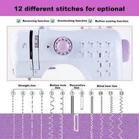 Sewing Machine 12 Stitches 2 Speeds Double Thread White