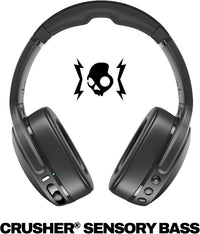 Skullcandy Crusher Evo Wireless Bluetooth Headphones with Multi-Sensory Bass and Charging Cable, Noise Isolating Over-Ear Fit, Up to 40 Hours Battery, Microphone for iPhone Android - True Black