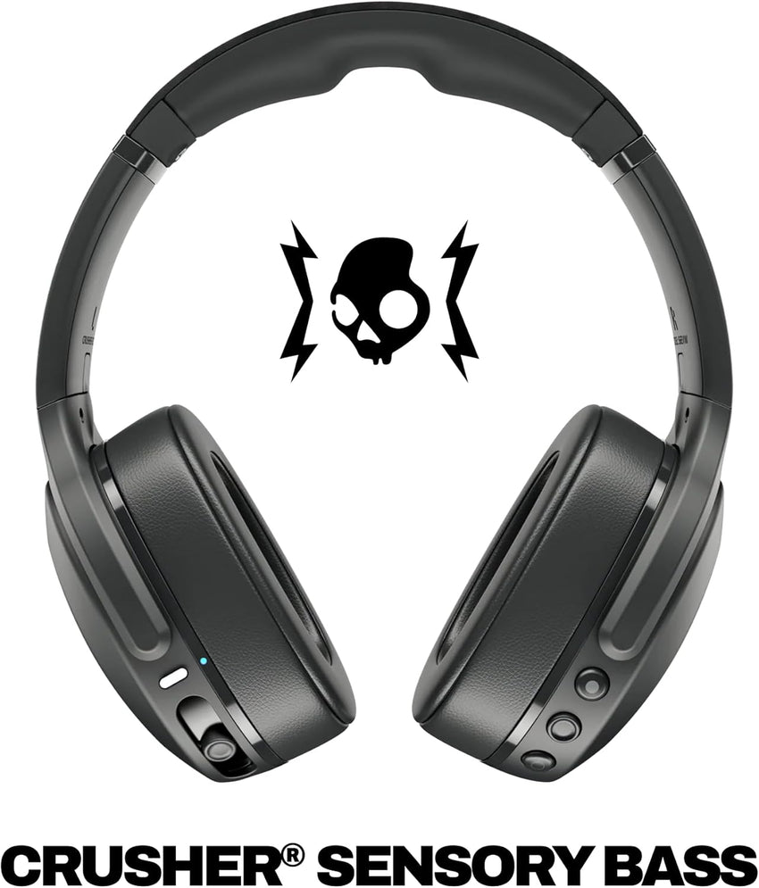 Skullcandy Crusher Evo Wireless Bluetooth Headphones with Multi-Sensory Bass and Charging Cable, Noise Isolating Over-Ear Fit, Up to 40 Hours Battery, Microphone for iPhone Android - True Black
