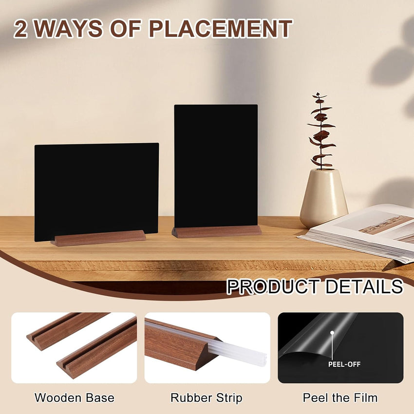 Chalkboard Table Signs 3-Pack with Stands Black A5