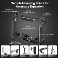 EMART Full Camera Cage for Sony A7M IV/R IV/RIV A/A7S III/A I/A9 II, Film Movie Making Camera Cage with Cold Shoe/NATO Rail/Quick Release Plate for Arca, Perfect for Accessories, Photography, Video