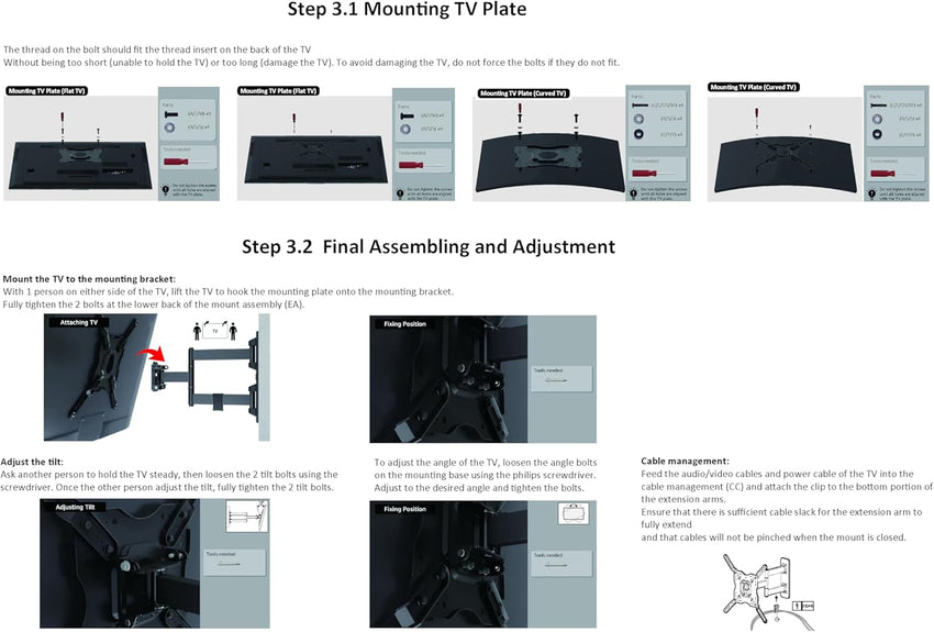 Amazon Basics TV Wall Bracket READ DESC 26-55 inch(66cm-140cm) TVs, Swivels Tilts TV Wall Mount for Flat & Curved TV, VESA 100x100mm to 400x400mm, holds up to 36kg, Black