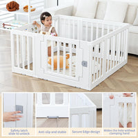 Baby Playpen Baby Playard Portable Baby Fence Play Area Indoor Outdoor Kids Activity Center Baby Playpen (8 Panel 115x115cm)