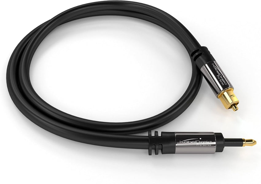 Mini-TOSLINK optical audio cable with signal protection - 1m (Mini-TOSLINK to TOSLINK, digital SPDIF/fibre optic cord for soundbars, stereo systems/amps, Hi-Fi) by CableDirect