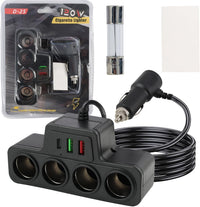120W 7 in 1 Car Cigarette Lighter USB Charger, Multi Socket Car Charger Splitter Adapter with 4 Sockets and 3 USB Ports QC 3.0 USB 3.1 PD 3.1, Multi Device Fast Charging for 12V 24V Vehicles, Phones
