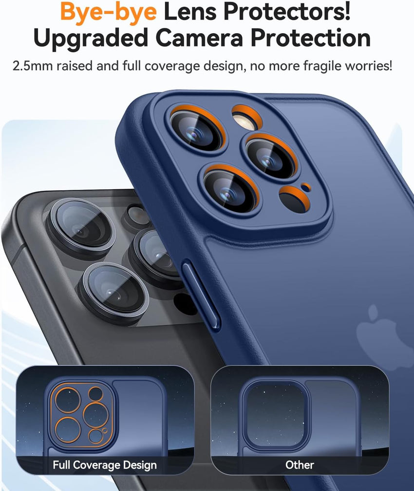 CANSHN Matte for iPhone 16 Pro Case, Upgraded [Full Camera Protection] [Translucent Matte] Shockproof Protective Phone Case for iPhone 16 Pro 6.3" - Deep Blue
