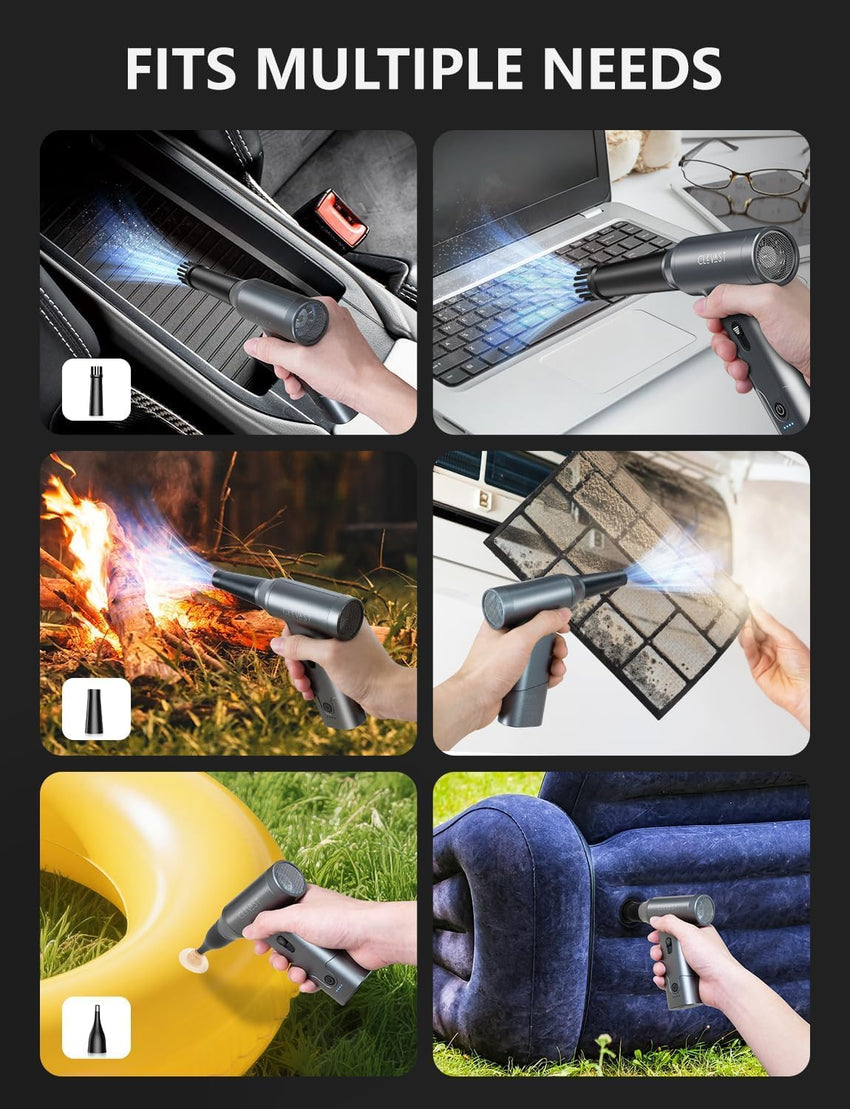 Cordless Compressed Air Duster Rechargeable 130,000 RPM Brushless Motor Stepless Speed â Handheld